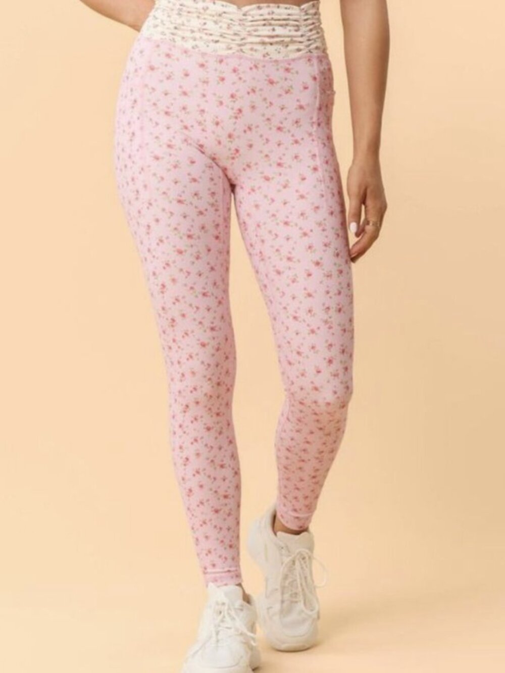 NWT Blogilates Ruched Waist Legging - Pink Floral Print